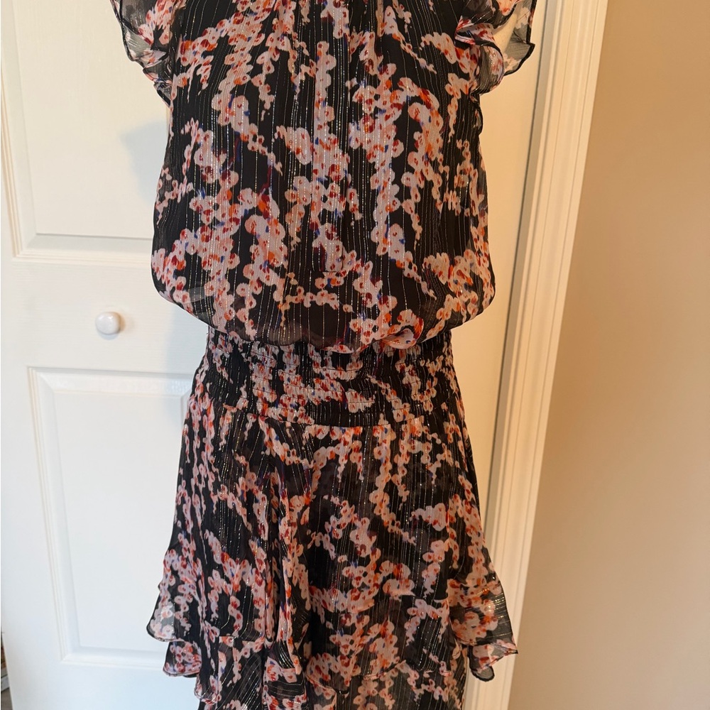 A.L.C. Black and Red Patterned Top and skirt matching set